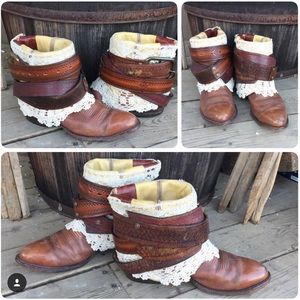 *SOLD*Reworked one of a kind  leather Cowboy boots